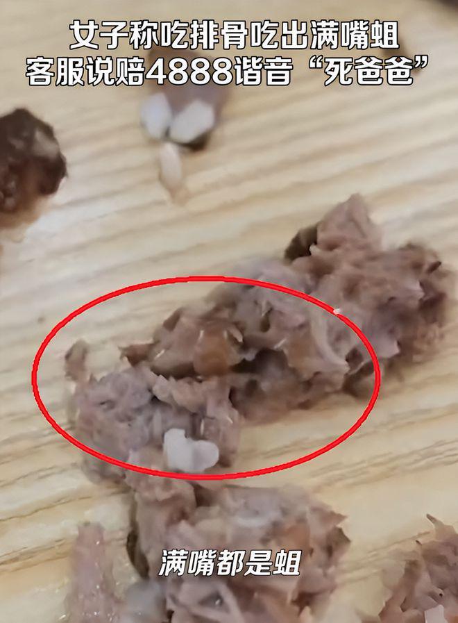 女子称吃黄焖排骨发现满嘴是蛆，总部：肉类为门店自行采购（黄焖排骨用的什么排骨）