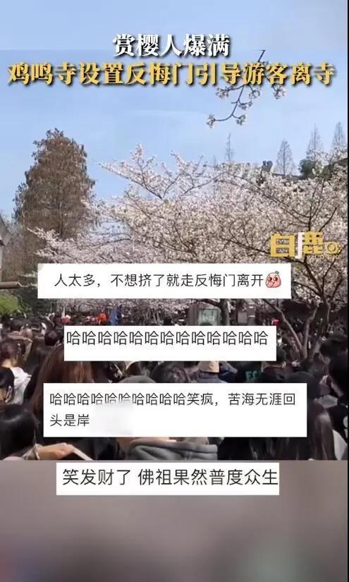 南京鸡鸣寺游客爆满，设反悔门，果然人海无涯回头是岸（南京鸡鸣寺为什么会分手）