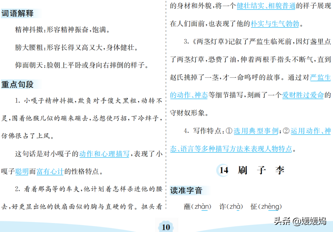 部编版语文五年级下册第五单元知识梳理及考点清单