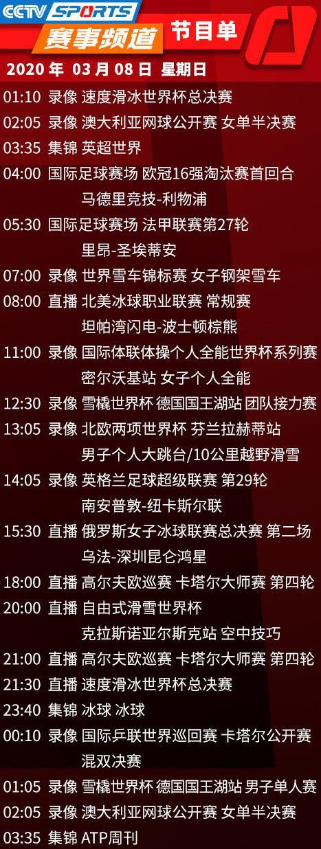 央视今日节目单，CCTV5直播国乒+英超曼联PK曼城+意甲尤文VS国米-央视节目单节目表今天