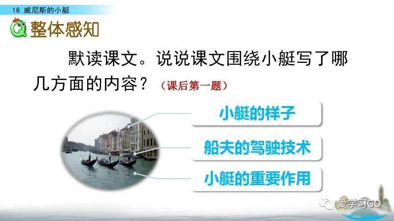 部编版五年级下册第18课《威尼斯的小艇》知识要点+图文讲解