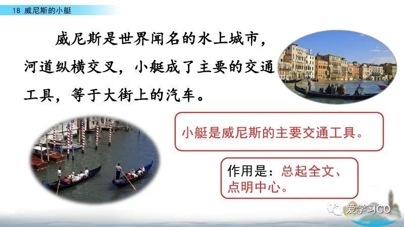 部编版五年级下册第18课《威尼斯的小艇》知识要点+图文讲解