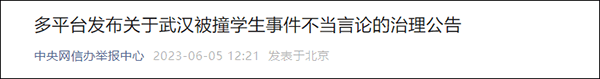 武汉被撞身亡小学生母亲遭遇网友恶评，多平台发布相关账户治理公告-武汉撞车事件