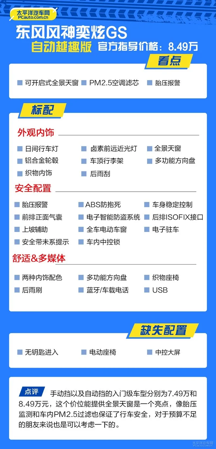 推荐自动越酷版 东风风神奕炫GS购车手册-东风风神奕炫gs2020 230t自动越酷版