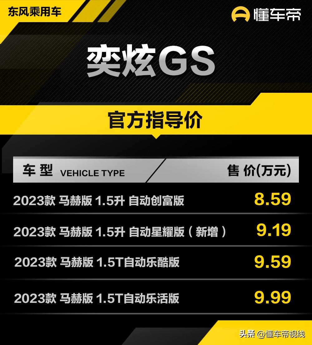 新车 | 售9.19万元 东风风神奕炫GS马赫版新车型上市 增运动外观套件-东风风神奕炫gs2022新款车