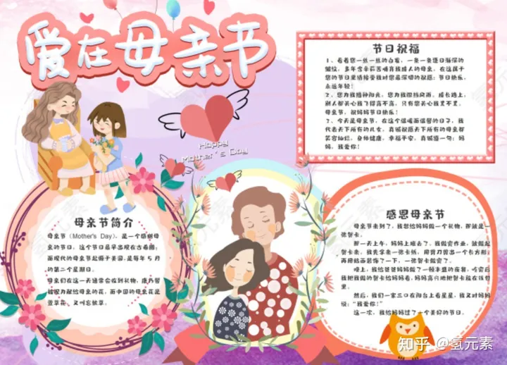 2022年母亲节主题手抄报——氢元素（母亲节手抄报高中一等奖）