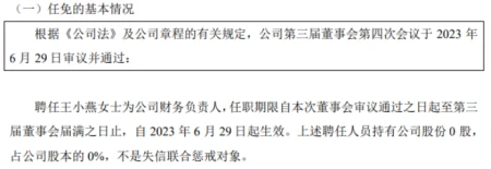 成功通航聘任王小燕为公司财务负责人 2022年公司净利1733.69万（成航是哪个航空公司）