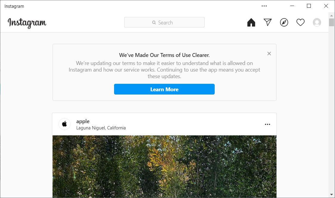 Instagram Win10 版已升级为 Edge PWA 应用，还不能发布照片