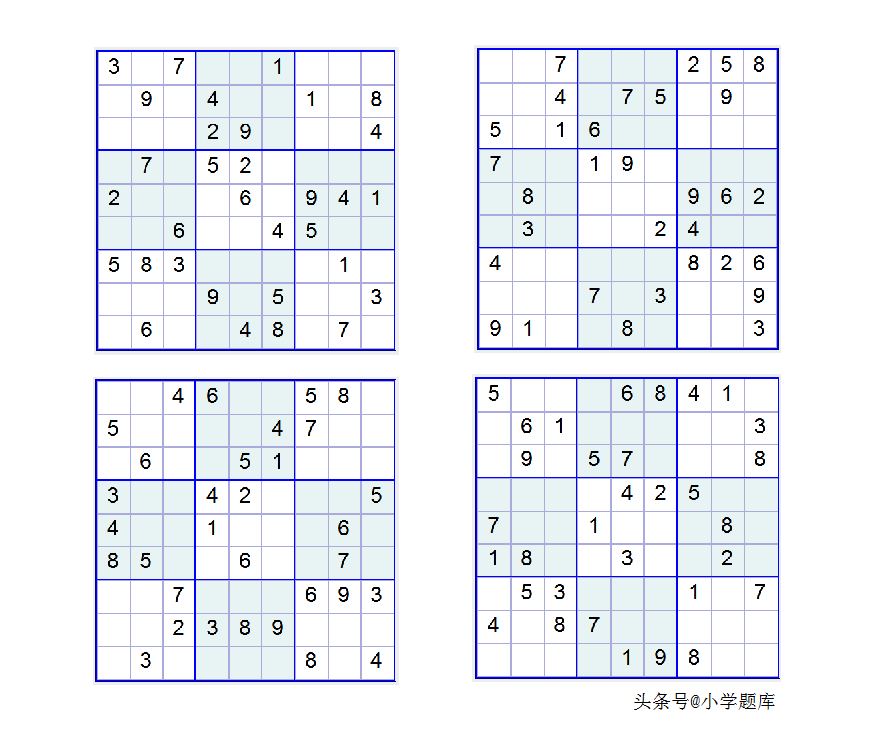 入门班数独7，九宫数独练习和方法（100道）-数独九宫规律