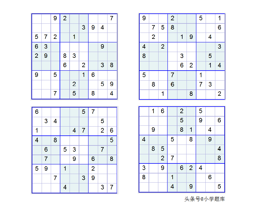 入门班数独7，九宫数独练习和方法（100道）-数独九宫规律