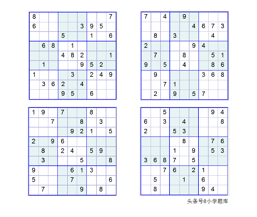 入门班数独7，九宫数独练习和方法（100道）-数独九宫规律