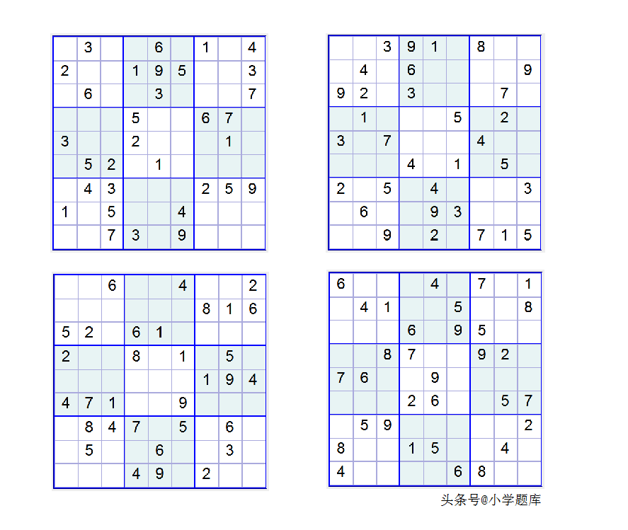 入门班数独7，九宫数独练习和方法（100道）-数独九宫规律