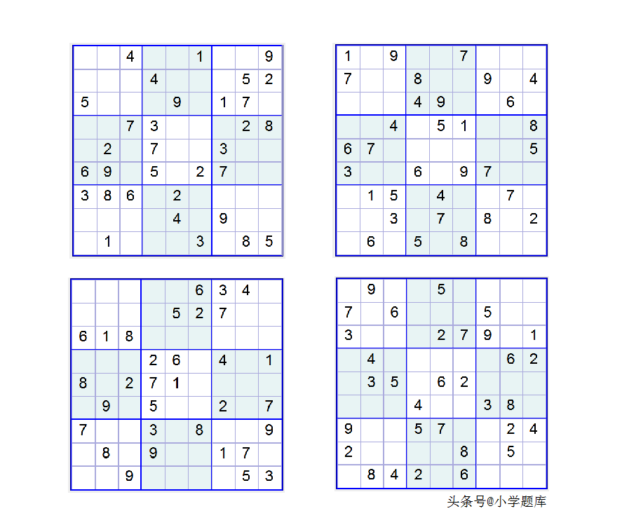 入门班数独7，九宫数独练习和方法（100道）-数独九宫规律