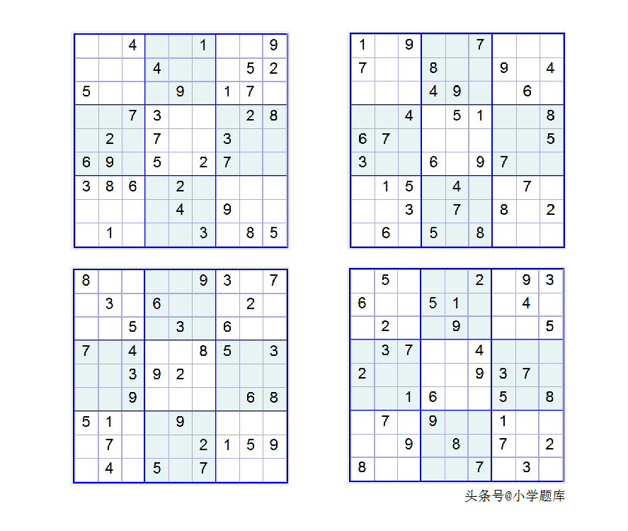 入门班数独7，九宫数独练习和方法（100道）-数独九宫规律