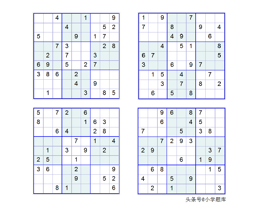 入门班数独7，九宫数独练习和方法（100道）-数独九宫规律
