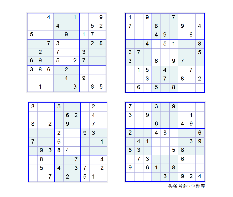 入门班数独7，九宫数独练习和方法（100道）-数独九宫规律