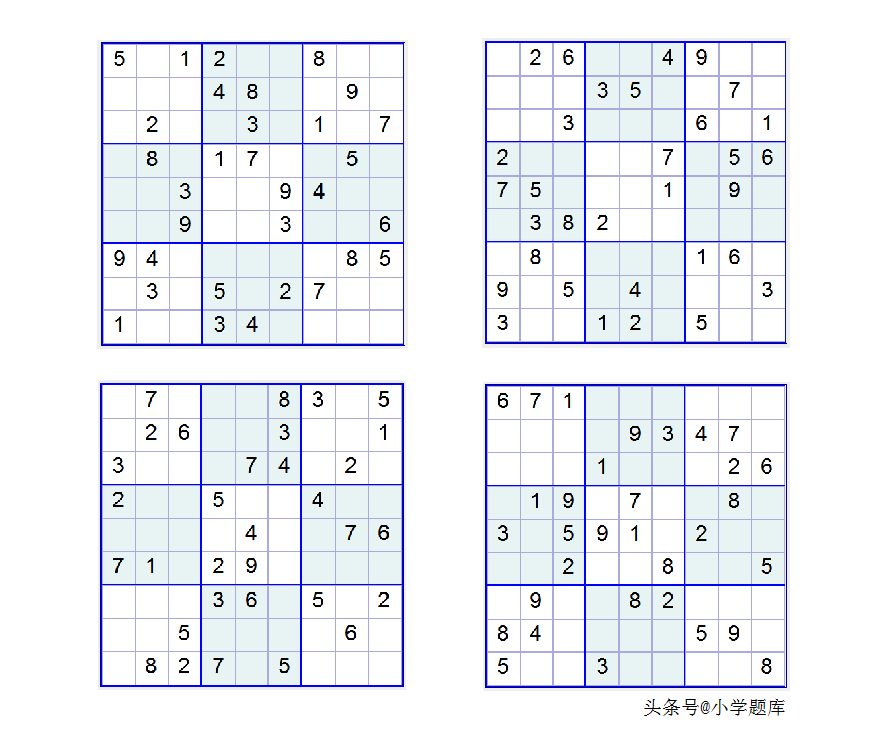 入门班数独7，九宫数独练习和方法（100道）-数独九宫规律