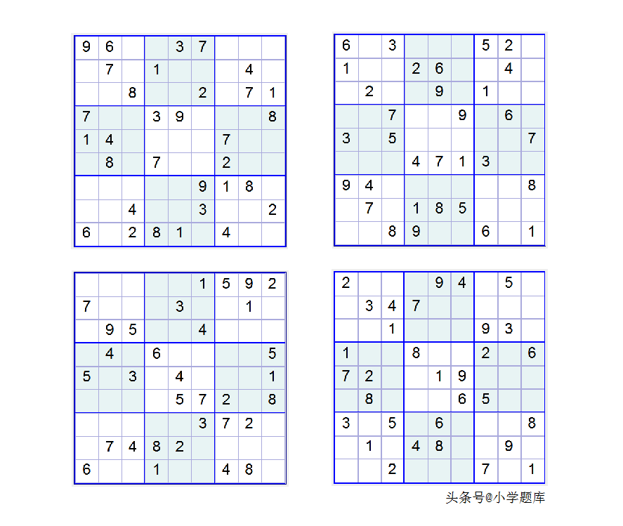 入门班数独7，九宫数独练习和方法（100道）-数独九宫规律