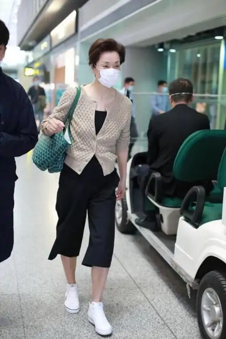 57岁的毛阿敏好接地气，“姥姥衫+买菜包”亮相机场，朴素也迷人-54岁毛阿敏近照