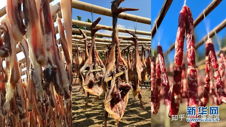 舌尖上的年味：实拍农村晾晒腊味场景壮观-过年晒腊肉