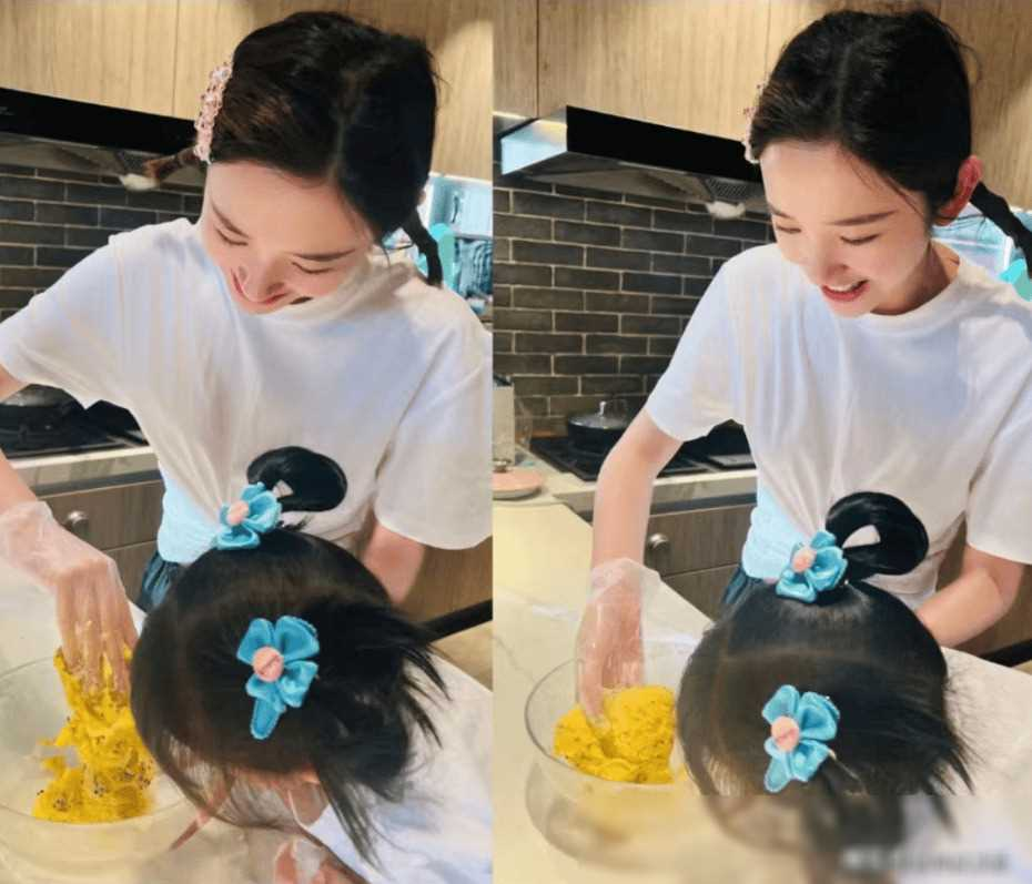 唐艺昕首晒女儿露脸照，小萌妹双手捂眼卖萌，嘴巴超像爸爸张若昀