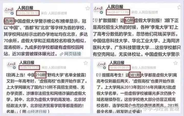 人民日报曝光392所“野鸡大学”名单！毕业证等同废纸！