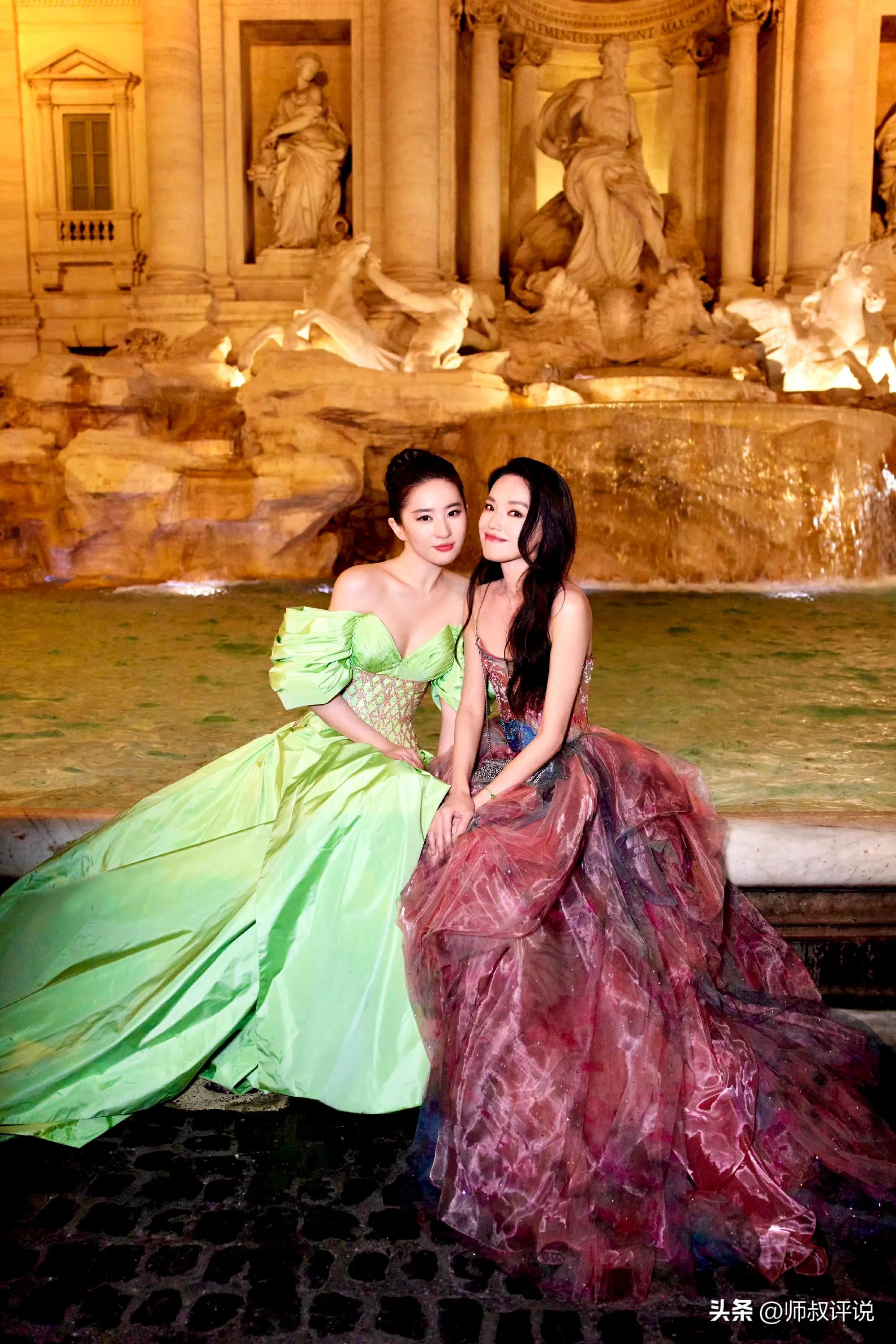 刘亦菲回应舒淇被挤到耸肩，罗马珠宝展活动美女云集