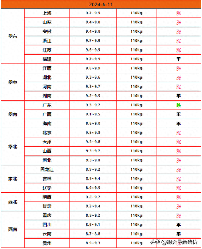 大涨！猪价“爆红上涨”，6月11日生猪价格行情，今日猪价全飘红-2021.6.11日猪价