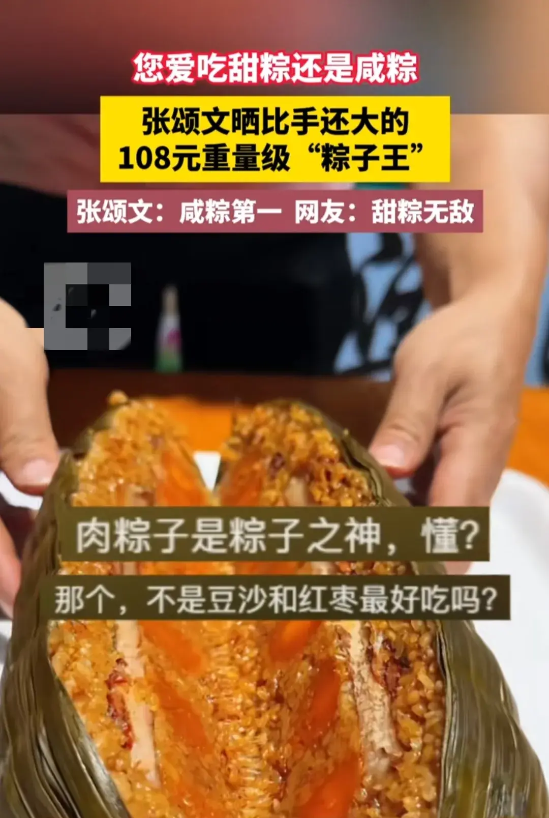 张颂文108元重量级粽子 评论区引发"咸甜棕之争"本人回复咸粽第一-张颂文综艺节目有哪些歌