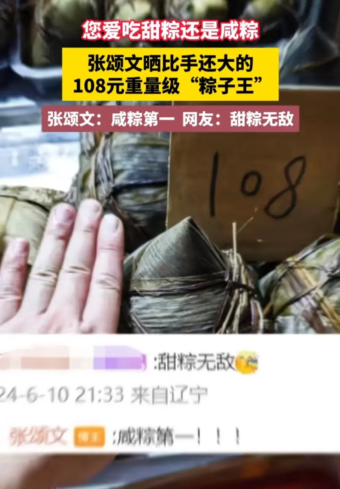 张颂文108元重量级粽子 评论区引发"咸甜棕之争"本人回复咸粽第一-张颂文综艺节目有哪些歌