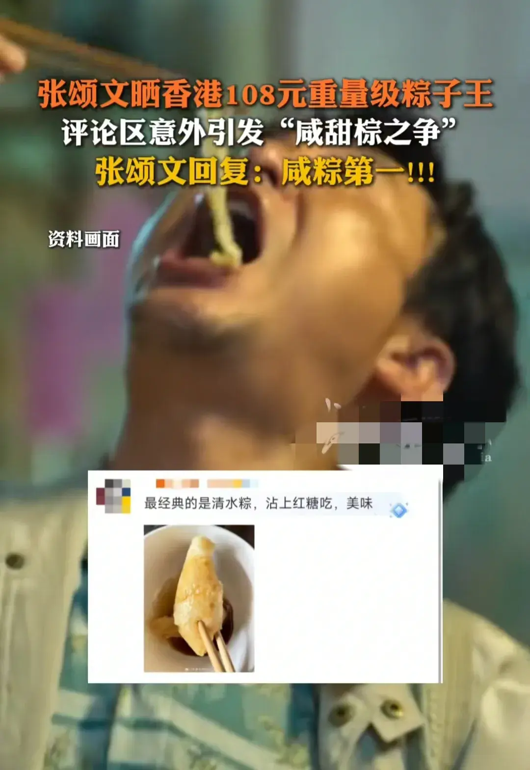 张颂文108元重量级粽子 评论区引发"咸甜棕之争"本人回复咸粽第一-张颂文综艺节目有哪些歌