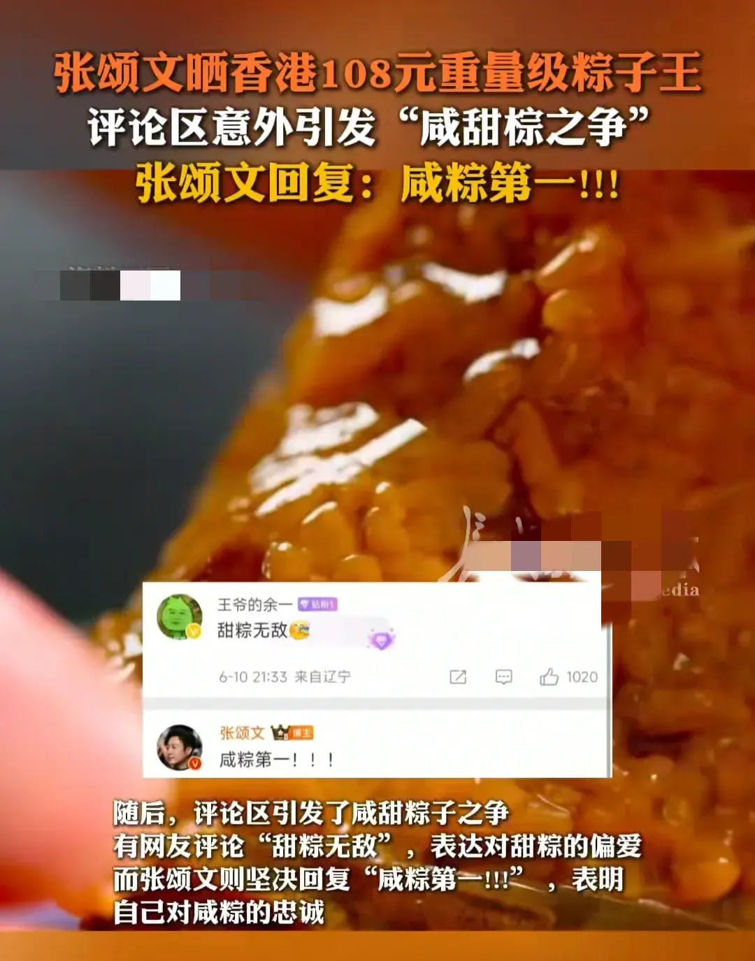 张颂文108元重量级粽子 评论区引发"咸甜棕之争"本人回复咸粽第一-张颂文综艺节目有哪些歌