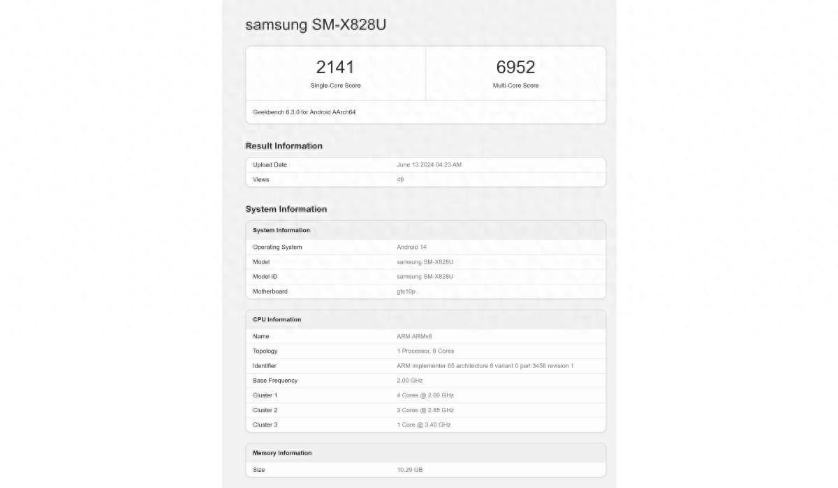 三星 Galaxy Tab S10 Plus平板跑分曝光：弃“龙”投“玑”，性能可观-三星 Galaxy Tab A9
