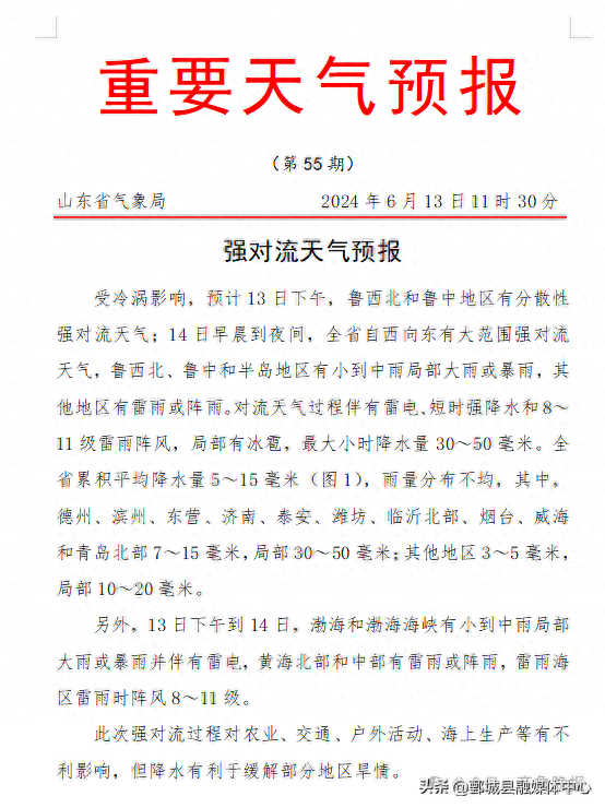 局部冰雹+11级阵风！山东发布强对流天气预报，多地有大到暴雨-山东多地下起冰雹