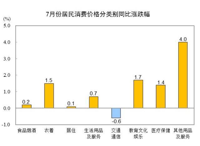 中国7月CPI同比增至0.5%，PPI同比下降0.8%-中国七月cpi数据